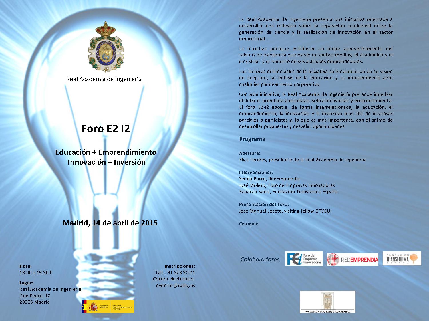 E2 I2 Forum – Education + Entrepreneurship + Innovation + Investment